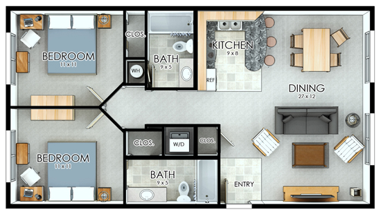 The Branch Living 2 Bedroom 2 Bath Apartment